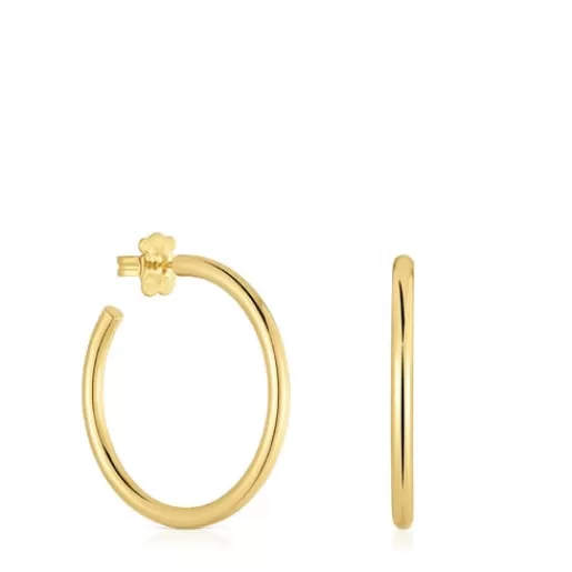 Best Long 38 mm Hoop earrings with 18kt gold plating over silver Basics Silver Earrings | Hoop Earrings