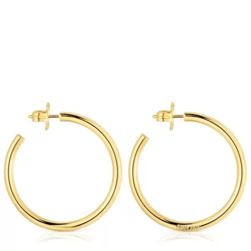 Best Long 38 mm Hoop earrings with 18kt gold plating over silver Basics Silver Earrings | Hoop Earrings