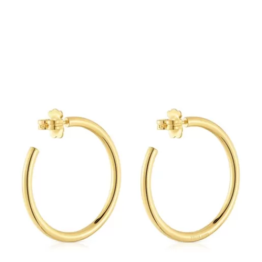 Best Long 38 mm Hoop earrings with 18kt gold plating over silver Basics Silver Earrings | Hoop Earrings