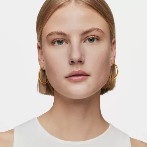 Best Long 38 mm Hoop earrings with 18kt gold plating over silver Basics Silver Earrings | Hoop Earrings