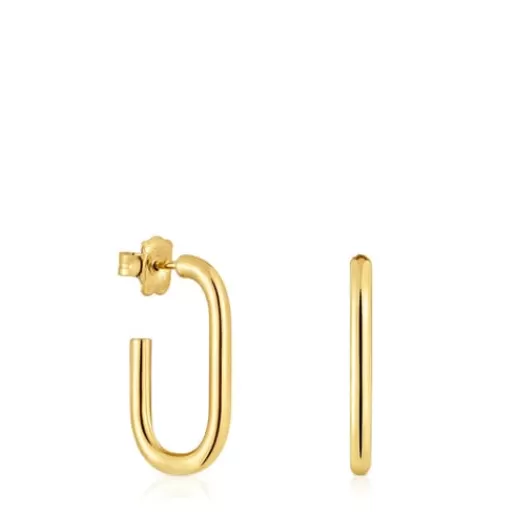 Best Sale Long 25 mm Hoop earrings with 18kt gold plating over silver Basics Silver Earrings | Large Earrings