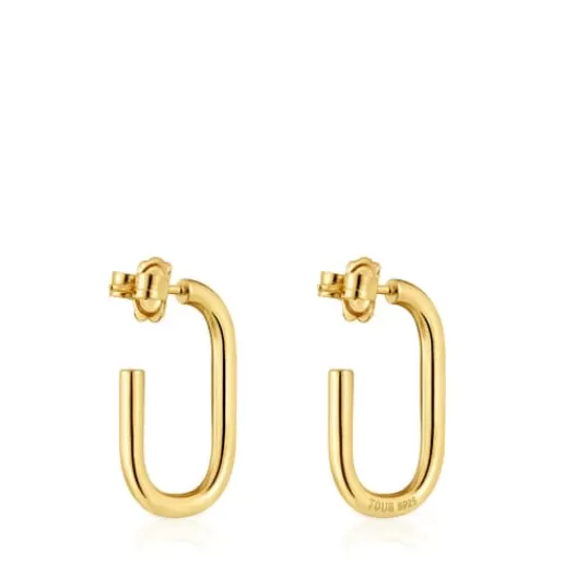 Best Sale Long 25 mm Hoop earrings with 18kt gold plating over silver Basics Silver Earrings | Large Earrings