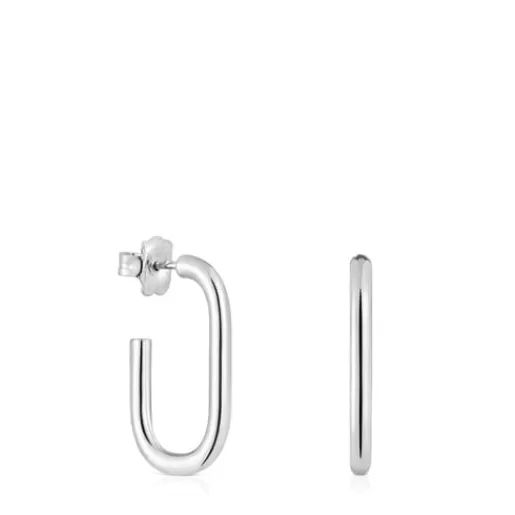 Outlet Long 25 mm silver Hoop earrings Basics Silver Earrings | Hoop Earrings