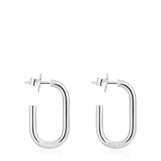 Outlet Long 25 mm silver Hoop earrings Basics Silver Earrings | Hoop Earrings