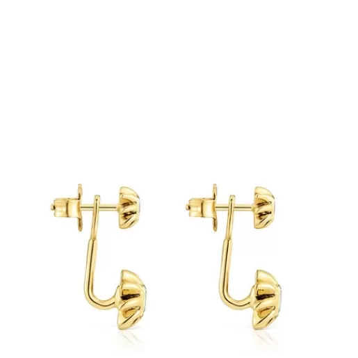 New Long double Earrings with 18kt gold plating over silver and gemstones Galia Silver Earrings