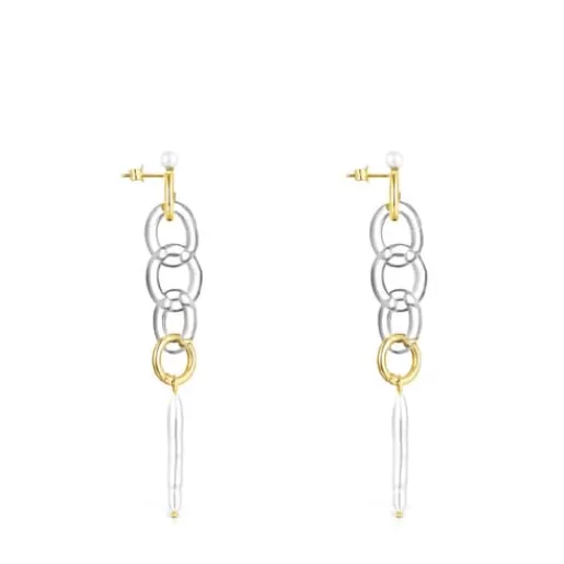 Cheap Long Gold Luz Earrings with Crystal and Pearl Gold Earrings