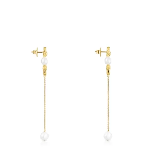 Cheap Long gold Oceaan shell Earrings with pearls Gold Earrings | Large Earrings