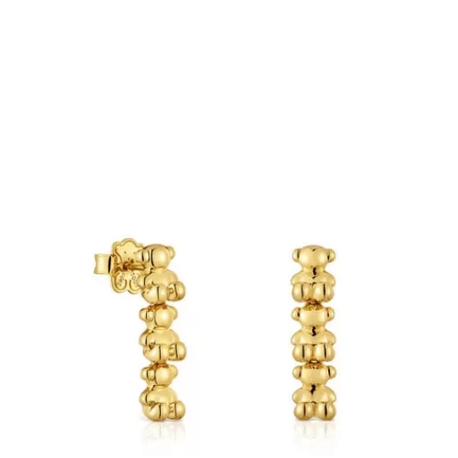 Discount Long 18kt gold plating over silver Earrings with bear motifs Bold Bear Silver Earrings | Large Earrings