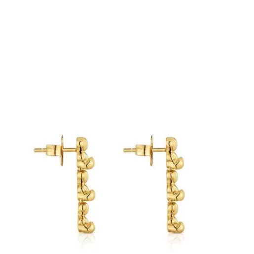 Discount Long 18kt gold plating over silver Earrings with bear motifs Bold Bear Silver Earrings | Large Earrings
