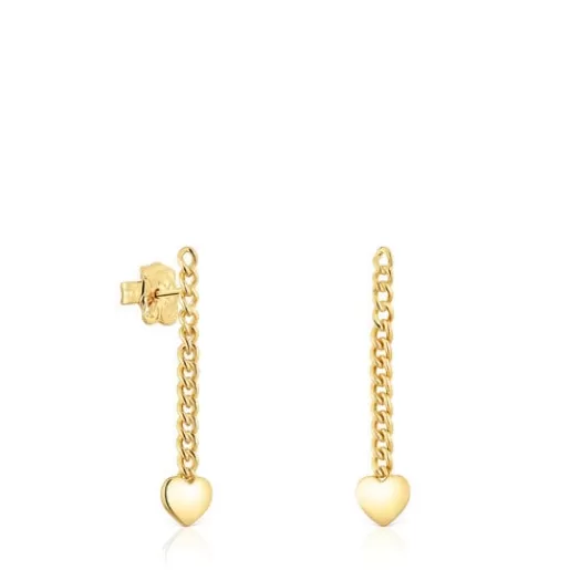 New Long 18kt gold plating over silver heart Earrings Bold Motif Silver Earrings | Large Earrings