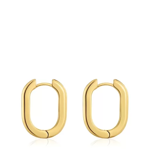 Hot Long 22 mm Hoop earrings with 18kt gold plating over silver Basics Silver Earrings | Large Earrings