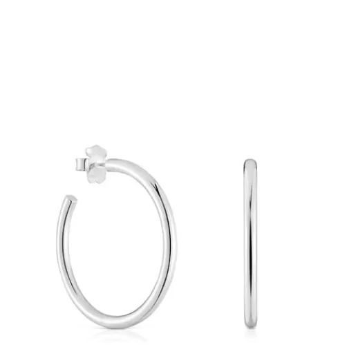 Outlet Long 27 mm Hoop earrings Basics Silver Earrings | Large Earrings