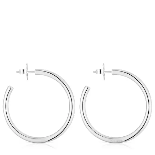 Outlet Long 27 mm Hoop earrings Basics Silver Earrings | Large Earrings