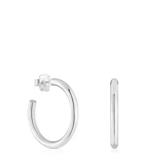 Outlet Long 24 mm Hoop earrings Basics Silver Earrings | Hoop Earrings