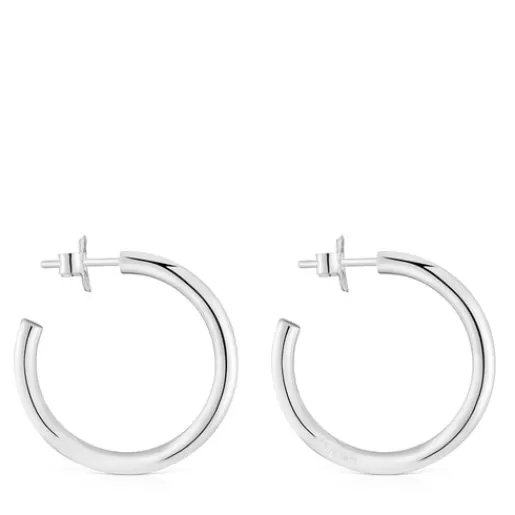 Outlet Long 24 mm Hoop earrings Basics Silver Earrings | Hoop Earrings