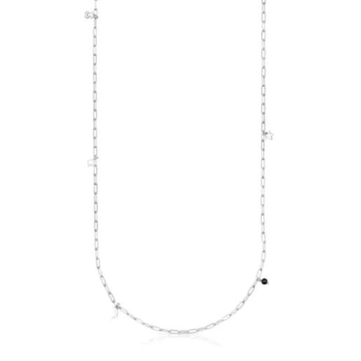 Flash Sale Long silver Magic Nature Necklace with pearls and onyx Silver Necklaces | Long Necklaces