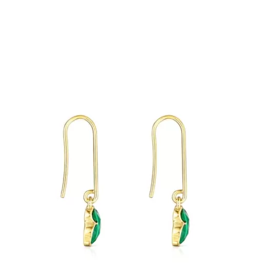 Best Sale Long Silver Vermeil and Malachite Icon Color Earrings Silver Earrings | Large Earrings