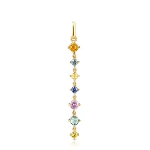 Best Long Silver Vermeil Glaring Pendant with multicolored Sapphires Silver Pendants | Large Pendants