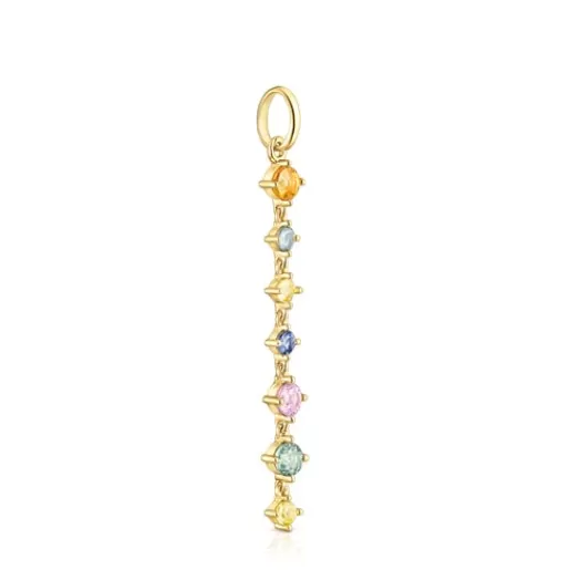Best Long Silver Vermeil Glaring Pendant with multicolored Sapphires Silver Pendants | Large Pendants