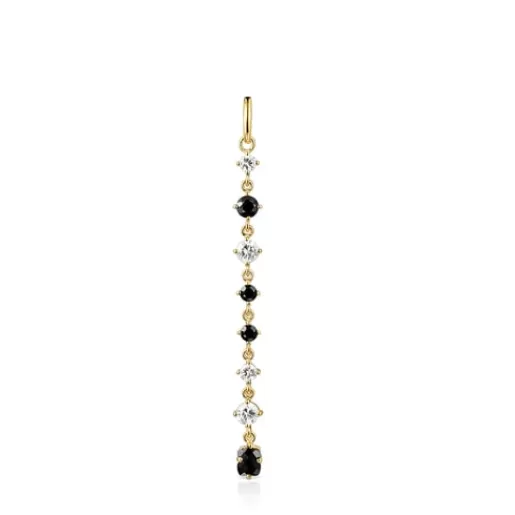 Shop Long Silver Vermeil Glaring Pendant with Onyx and Zirconia Silver Pendants