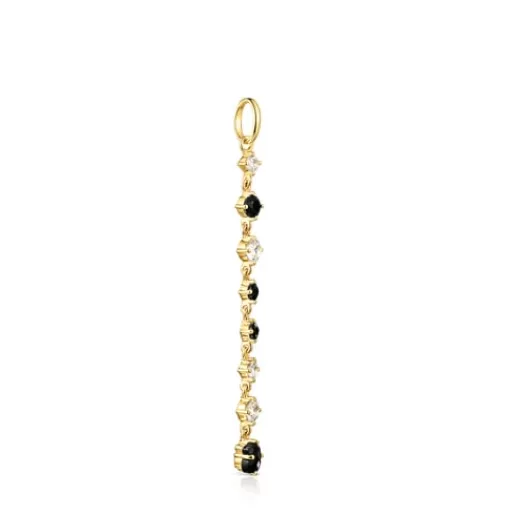 Shop Long Silver Vermeil Glaring Pendant with Onyx and Zirconia Silver Pendants