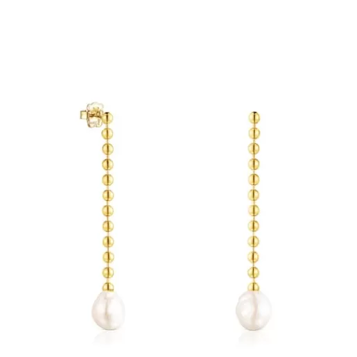 Cheap Long Silver Vermeil Gloss Earrings with Pearl Silver Earrings | Large Earrings