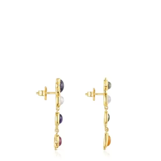 Fashion Long silver vermeil Magic Nature Earrings with gemstones Silver Earrings | Large Earrings