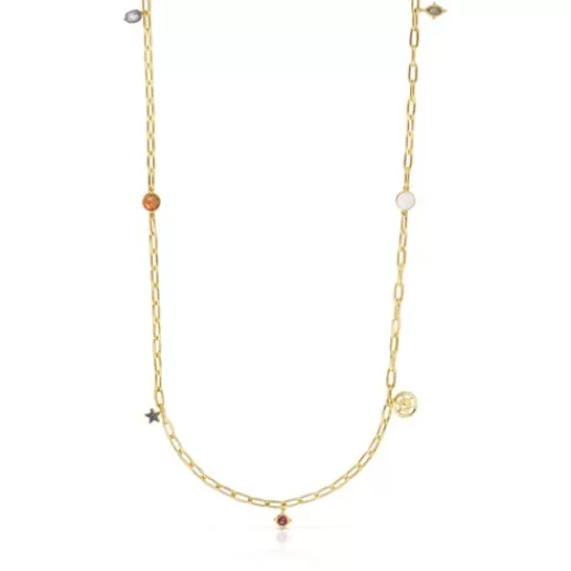 Shop Long silver vermeil Magic Nature Necklace with gemstones Silver Necklaces | Long Necklaces