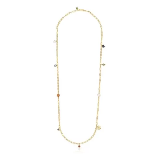 Shop Long silver vermeil Magic Nature Necklace with gemstones Silver Necklaces | Long Necklaces