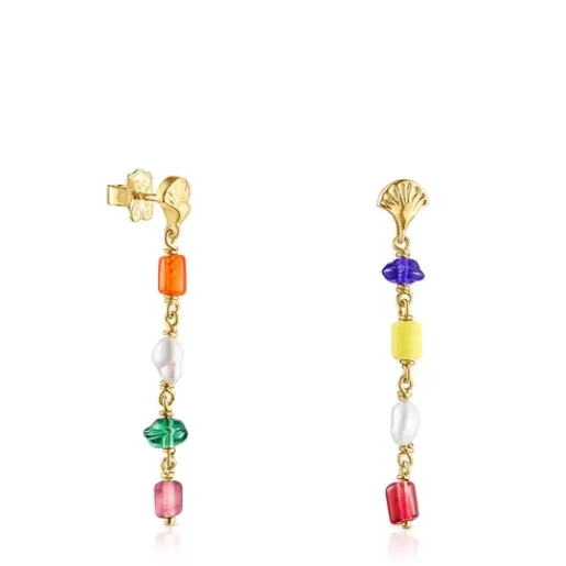 Discount Long silver vermeil Oceaan Earrings with multicolored glass Silver Earrings | Large Earrings