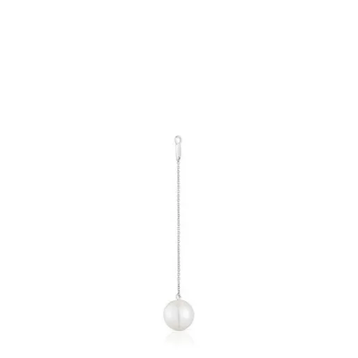 Fashion Long white-gold Single earring with cultured pearl Grain Large Earrings | Individual Earrings