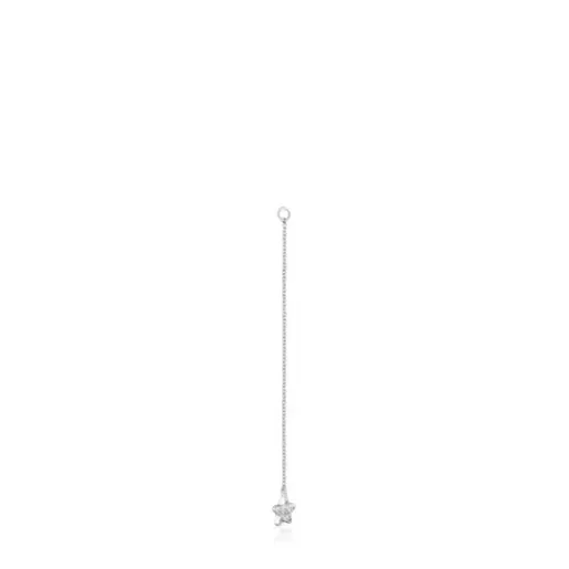 New Long white-gold star Single earring with diamonds Grain Large Earrings | Individual Earrings