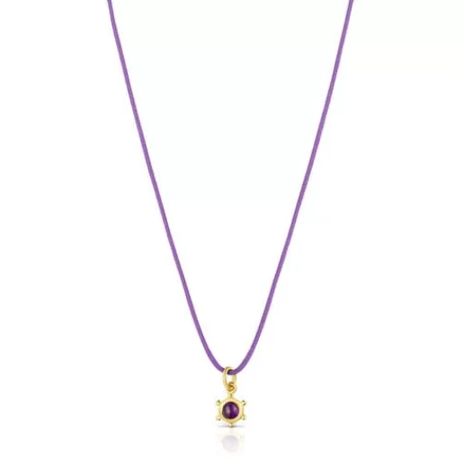 Hot Magic Nature Necklace with amethyst and lilac cord Silver Necklaces | Long Necklaces