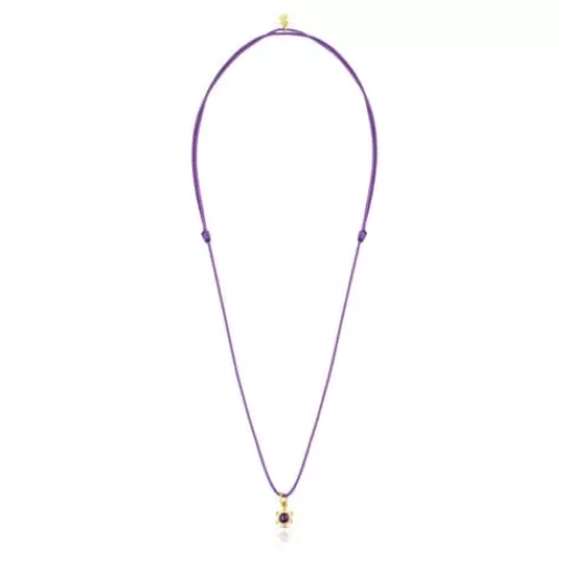 Hot Magic Nature Necklace with amethyst and lilac cord Silver Necklaces | Long Necklaces