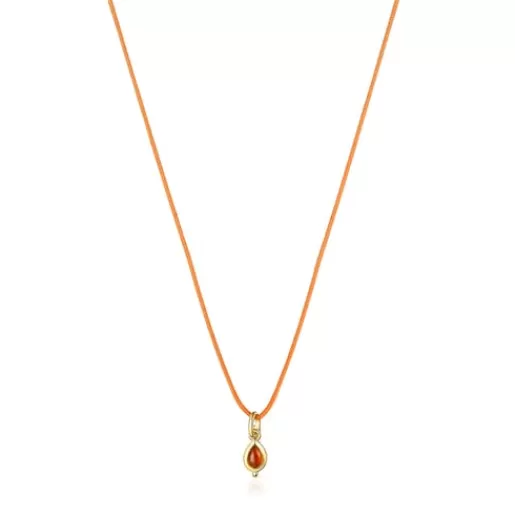 Best Magic Nature Necklace with carnelian and orange cord Silver Necklaces | Long Necklaces