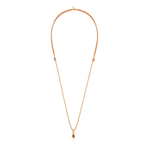 Best Magic Nature Necklace with carnelian and orange cord Silver Necklaces | Long Necklaces