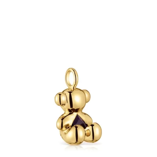 Best Medium bear Pendant, with 18 kt gold plating over silver and amethyst Bold Bear Kids Silver Pendants | Medium Pendants