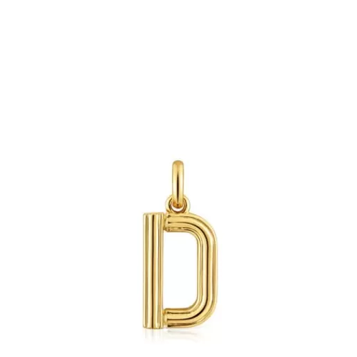 Store Medium 18kt gold plating over silver letter D Pendant Alphabet Silver Pendants | Medium Pendants