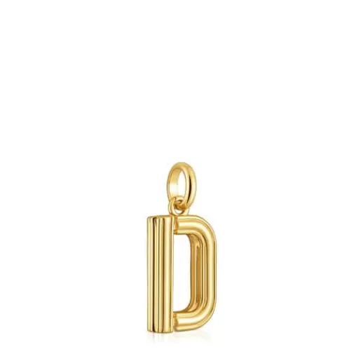 Store Medium 18kt gold plating over silver letter D Pendant Alphabet Silver Pendants | Medium Pendants