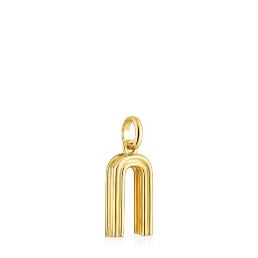 Clearance Medium 18kt gold plating over silver letter N Pendant Alphabet Silver Pendants | Medium Pendants