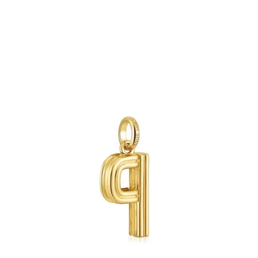 Clearance Medium 18kt gold plating over silver letter P Pendant Alphabet Silver Pendants | Medium Pendants