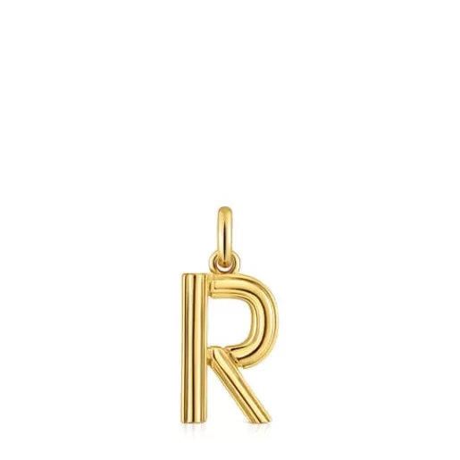 Best Medium 18kt gold plating over silver letter R Pendant Alphabet Silver Pendants | Medium Pendants