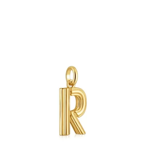 Best Medium 18kt gold plating over silver letter R Pendant Alphabet Silver Pendants | Medium Pendants