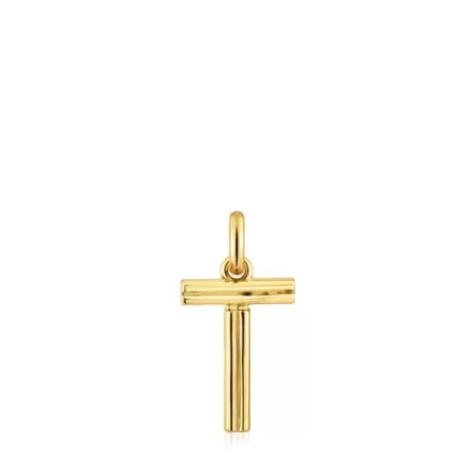 Best Sale Medium 18kt gold plating over silver letter T Pendant Alphabet Silver Pendants | Medium Pendants