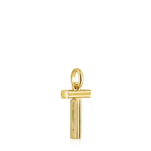 Best Sale Medium 18kt gold plating over silver letter T Pendant Alphabet Silver Pendants | Medium Pendants