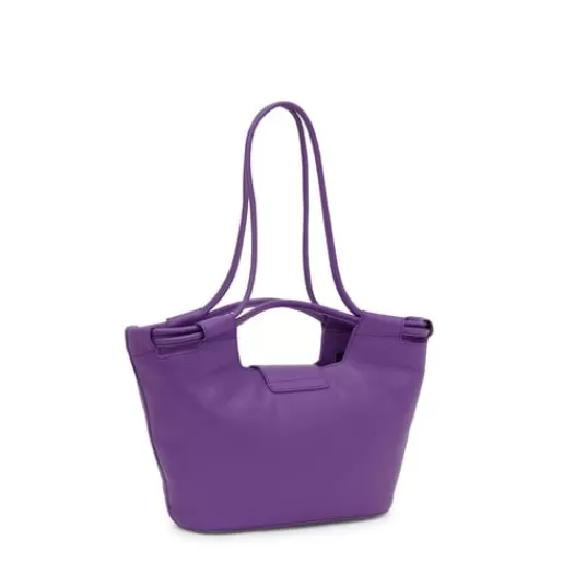 Clearance Medium purple leather Tote bag Sun Shoulder Bags | Baskets