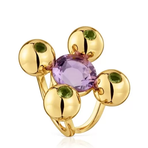 Best Medium Ring with 18kt gold plating over silver, amethyst and peridot Sugar Party Silver Rings