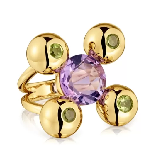 Best Medium Ring with 18kt gold plating over silver, amethyst and peridot Sugar Party Silver Rings