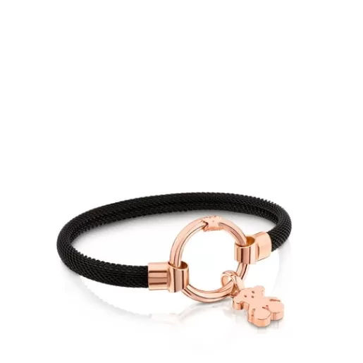 Hot Medium Rose Vermeil Silver and black IP Steel Hold Bracelet Silver Bracelets | Bangle Bracelets