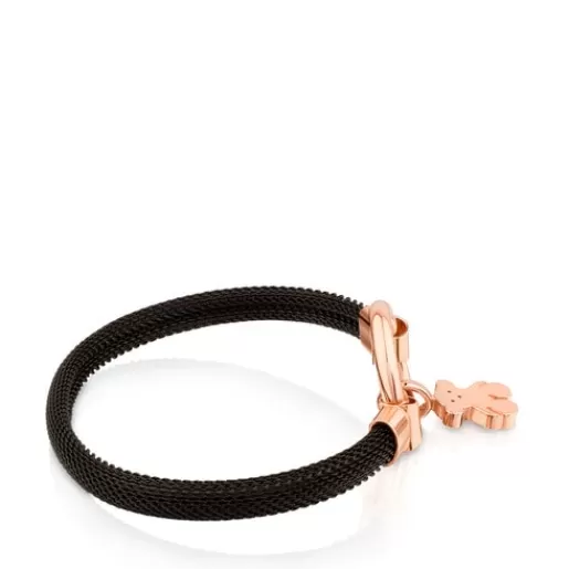 Hot Medium Rose Vermeil Silver and black IP Steel Hold Bracelet Silver Bracelets | Bangle Bracelets